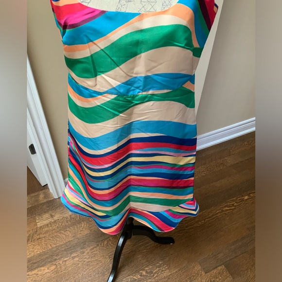 VALENTINO GARAVANI S.P.A. RED Multicolour Wave Knee Length Dress Women SZ Medium - Picture 15 of 16